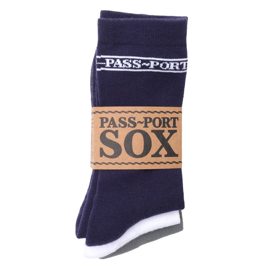 Pass Port Hi Sox 3 Pack Multi Navy White Grey