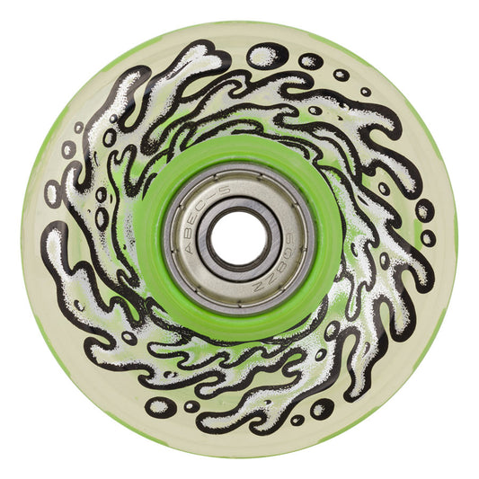 Santa Cruz Wheels Slime Balls 60mm Light Ups Green LED 78a + Abec 5 Bearings