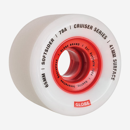 Globe Wheels Softsider Cruiser 65mm White/Red 78a