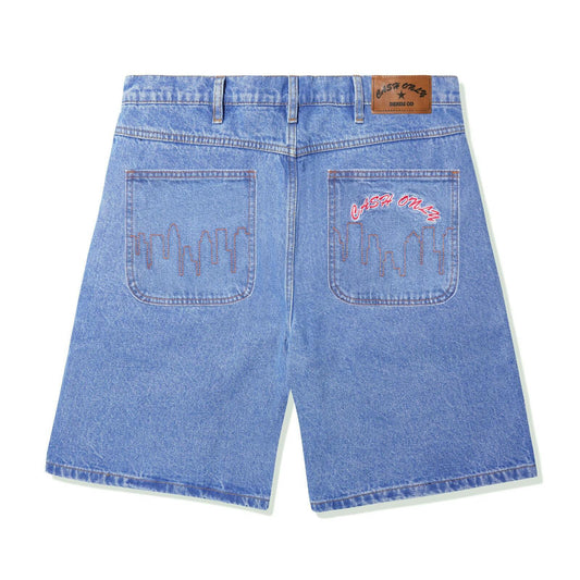 Cash Only logo denim shorts washed indigo blue