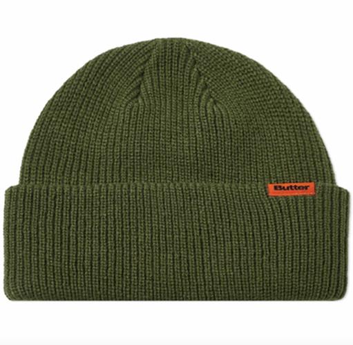 Butter Goods Tall Wharfie Army Green Beanie Osfa Buttergoods