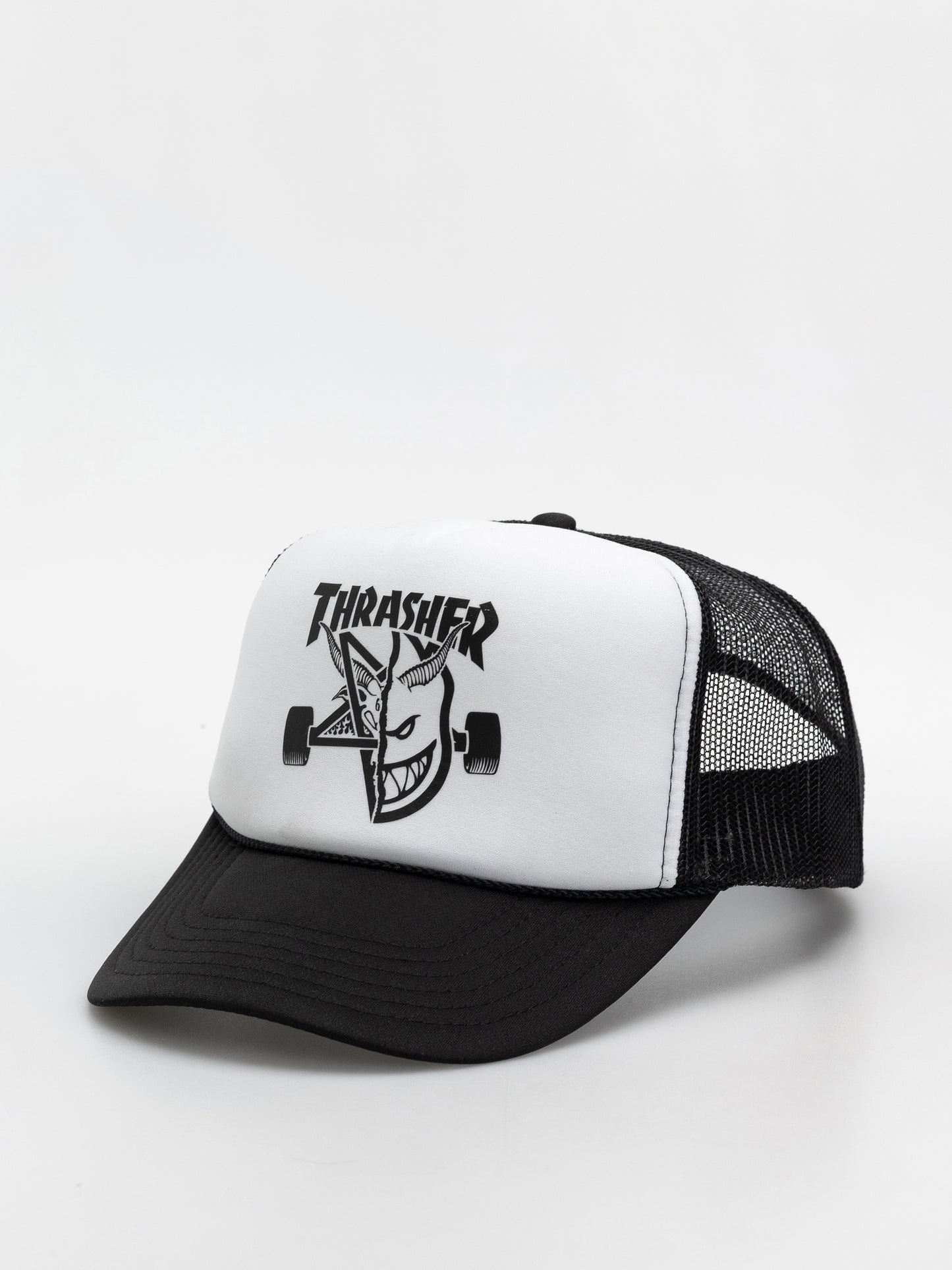 Thrasher X Spitfire Thrash Burn Trucker Cap Black White