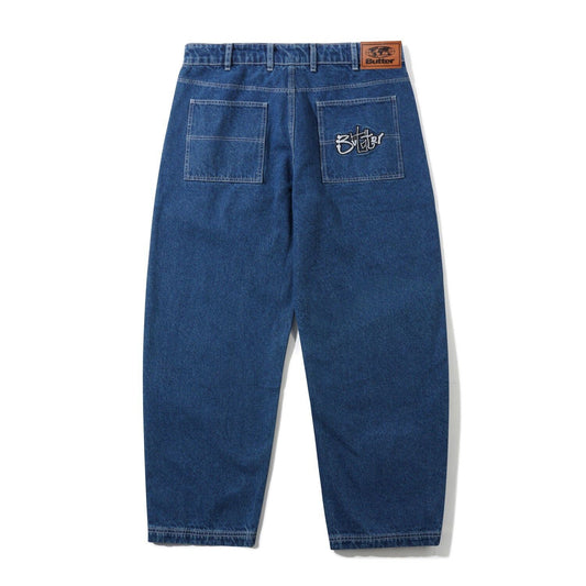Butter Goods - Scribble Denim Jeans, Mid Blue Baggiest Fit Buttergoods