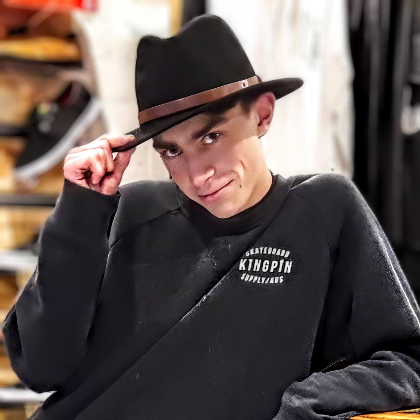 Brixton Hat Messer Fedora Black Tan Band Cap