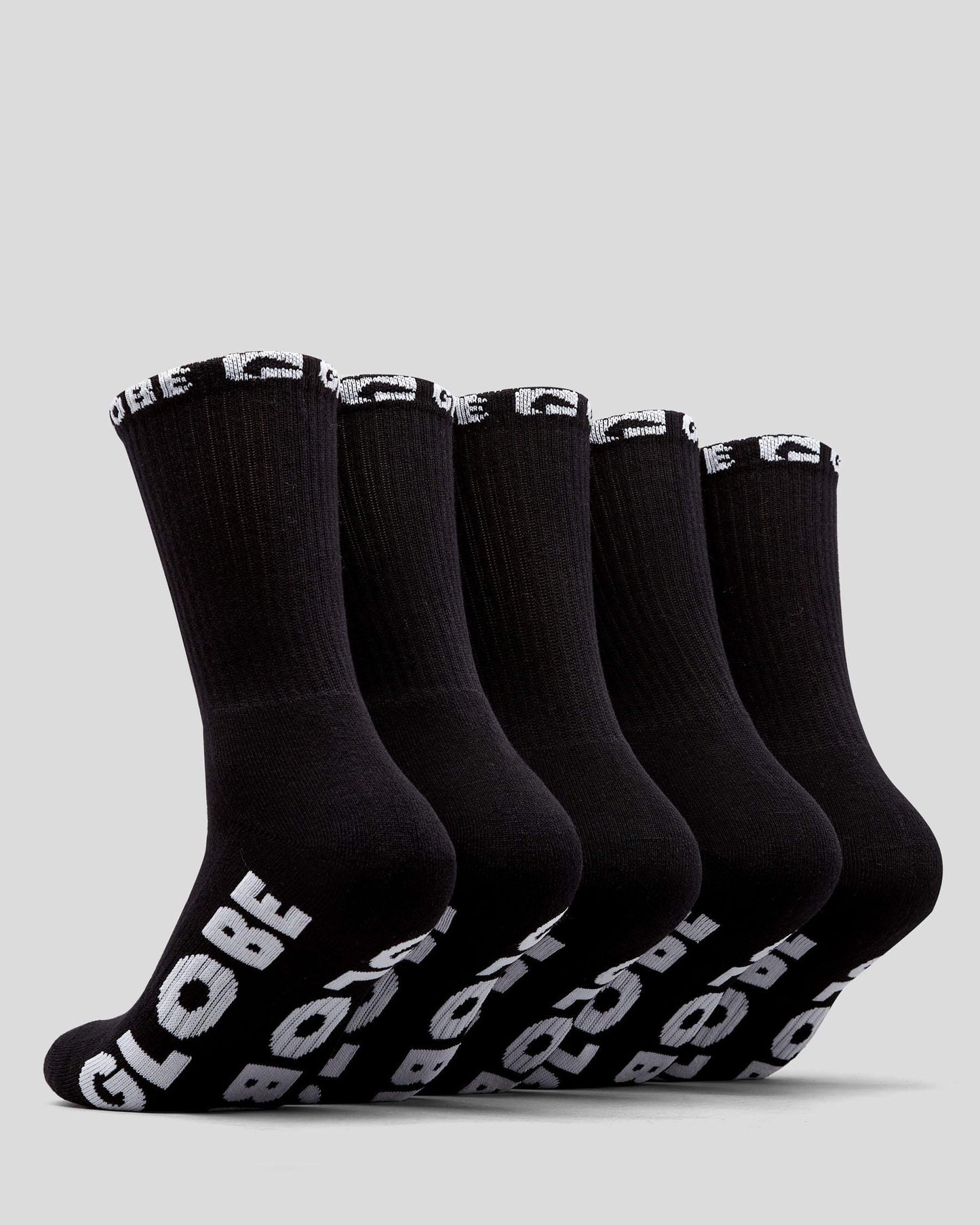 Globe Socks 5 Pack Blackout Crew Black Size 2-8 Skateboard Sox