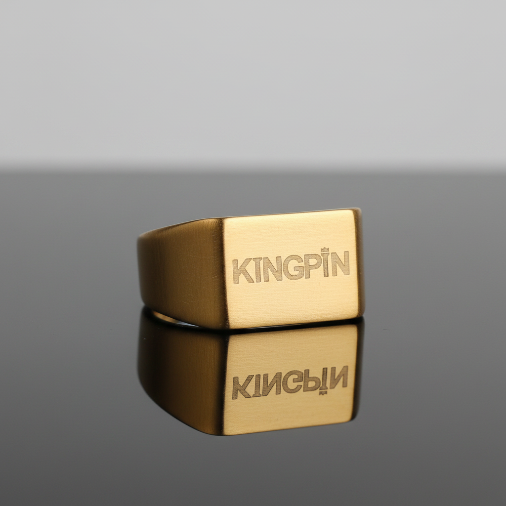 Kingpin Skate Supply Signet Ring Rectangle Og Gold Titanium