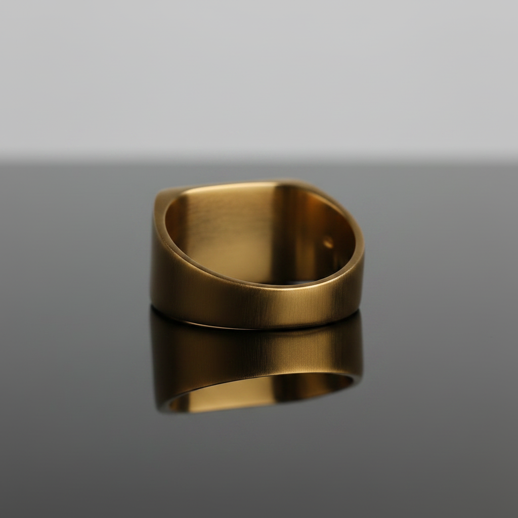 Kingpin Skate Supply Signet Ring Rectangle OG Gold Titanium