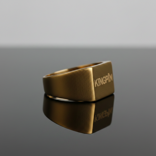 Kingpin Skate Supply Signet Ring Rectangle OG Gold Titanium