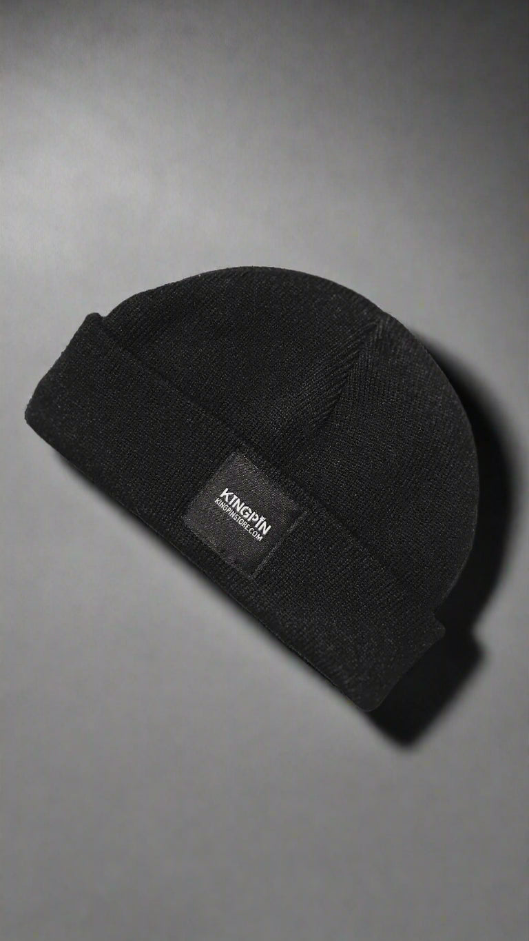 Kingpin Skate Supply Beanie Sleek Black Label Black Skateboard Hat