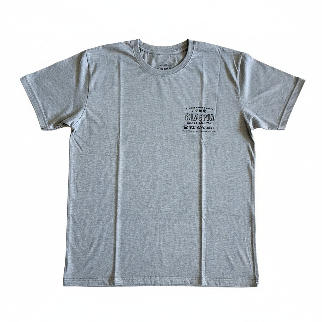 Kingpin Skate Supply Tee Fortune Heather Grey Skateboard T Shirt