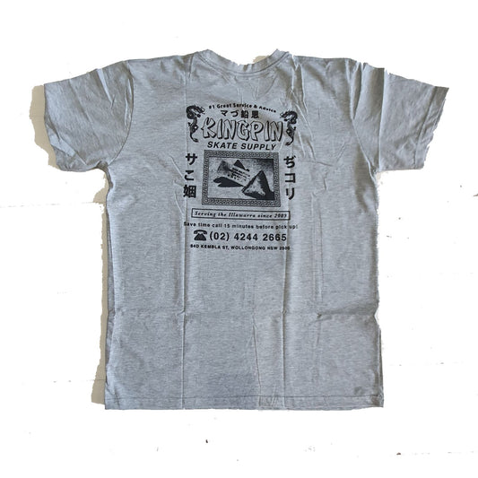 Kingpin Skate Supply Tee Fortune Heather Grey Skateboard T-Shirt