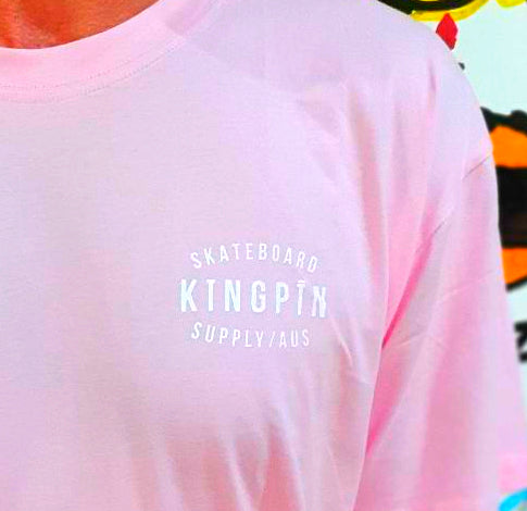 Kingpin Skate Supply Tee Retro Pink White Skateboard T Shirt