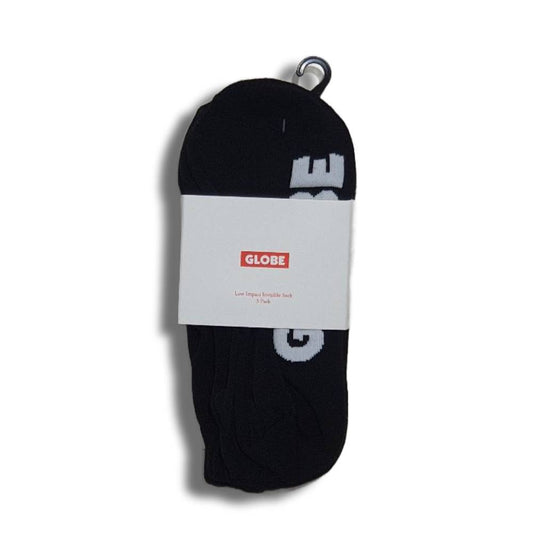 Globe Socks 3 Pack Low Impact Invisible No Show Black Size 7-11 Skateboard Sox