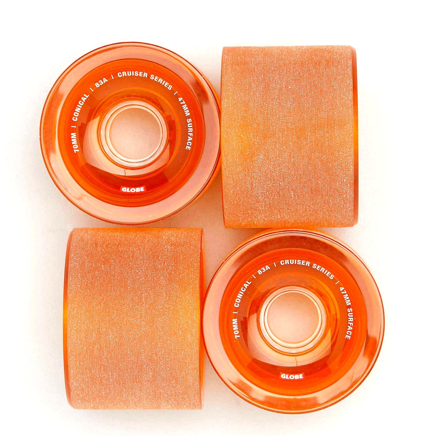 Globe Skateboard Wheels Conical Cruiser 70Mm Clear Amber 83A