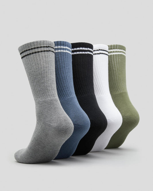 Rvca Socks 5 Pack Union Crew Multi Size 7 11 Skateboard Sox