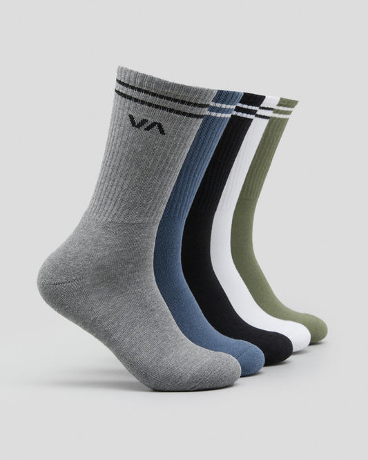 RVCA Socks 5 Pack Union Crew Multi Size 7-11 Skateboard Sox