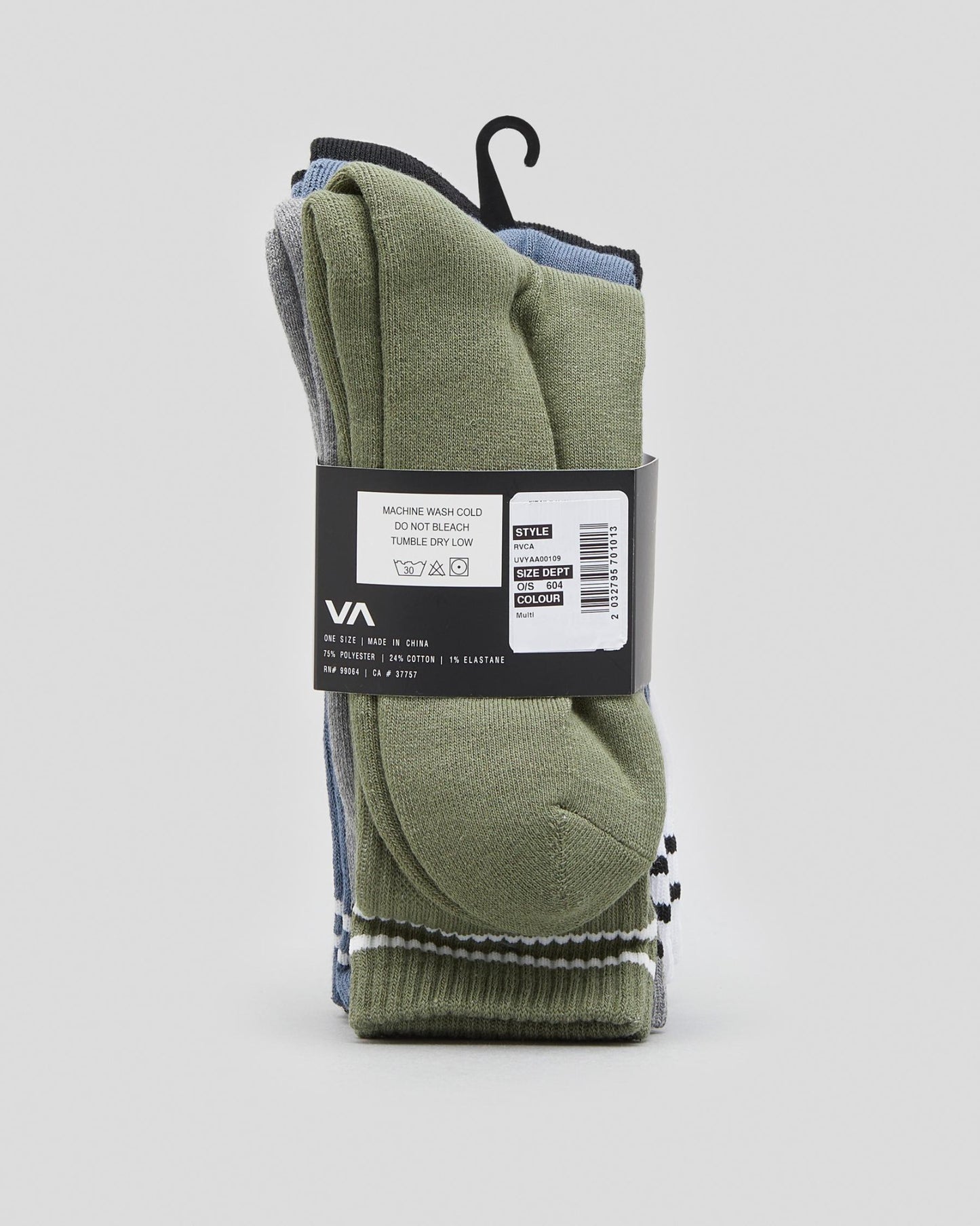 RVCA Socks 5 Pack Union Crew Multi Size 7-11 Skateboard Sox