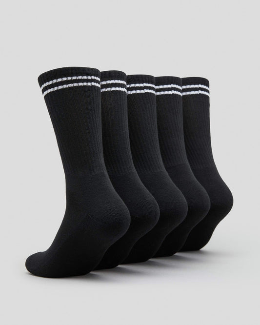 RVCA Socks 5 Pack Union III Crew Black Size 7-11 Skateboard Sox