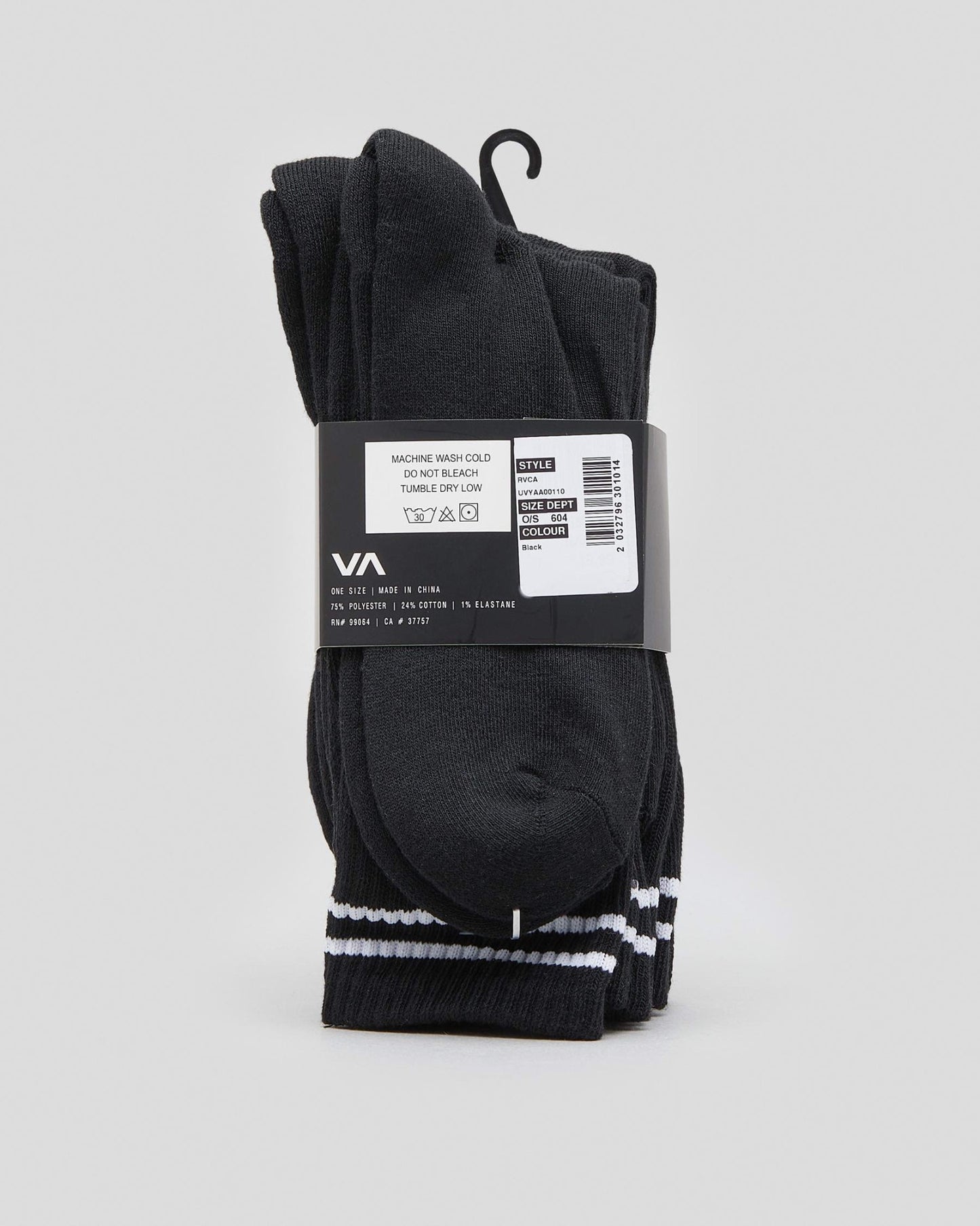 RVCA Socks 5 Pack Union III Crew Black Size 7-11 Skateboard Sox