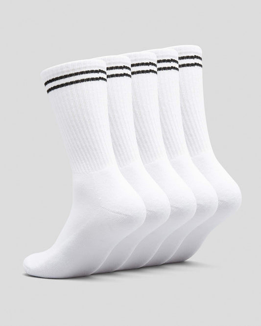 RVCA Socks 5 Pack Union III Crew White Size 7-11 Skateboard Sox