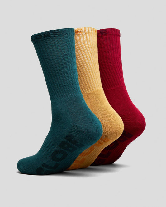 Globe Socks 3 Pack Sustain Crew Assorted Size 7-11 Skateboard Sox