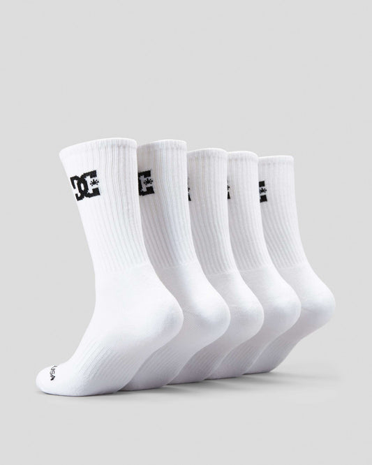 DC Shoes Socks 5 Pack Snow White Crew SIZE 8-11 Skateboard Sox