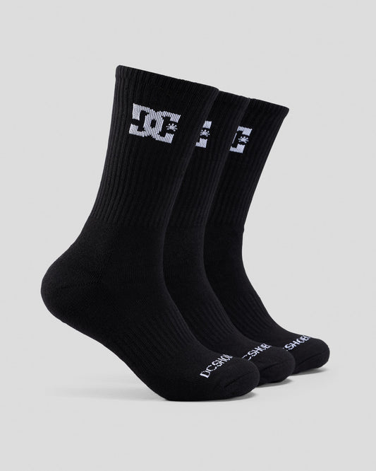DC Shoes Socks 3 Pack Crew Black Size 7-11 Skateboard Sox