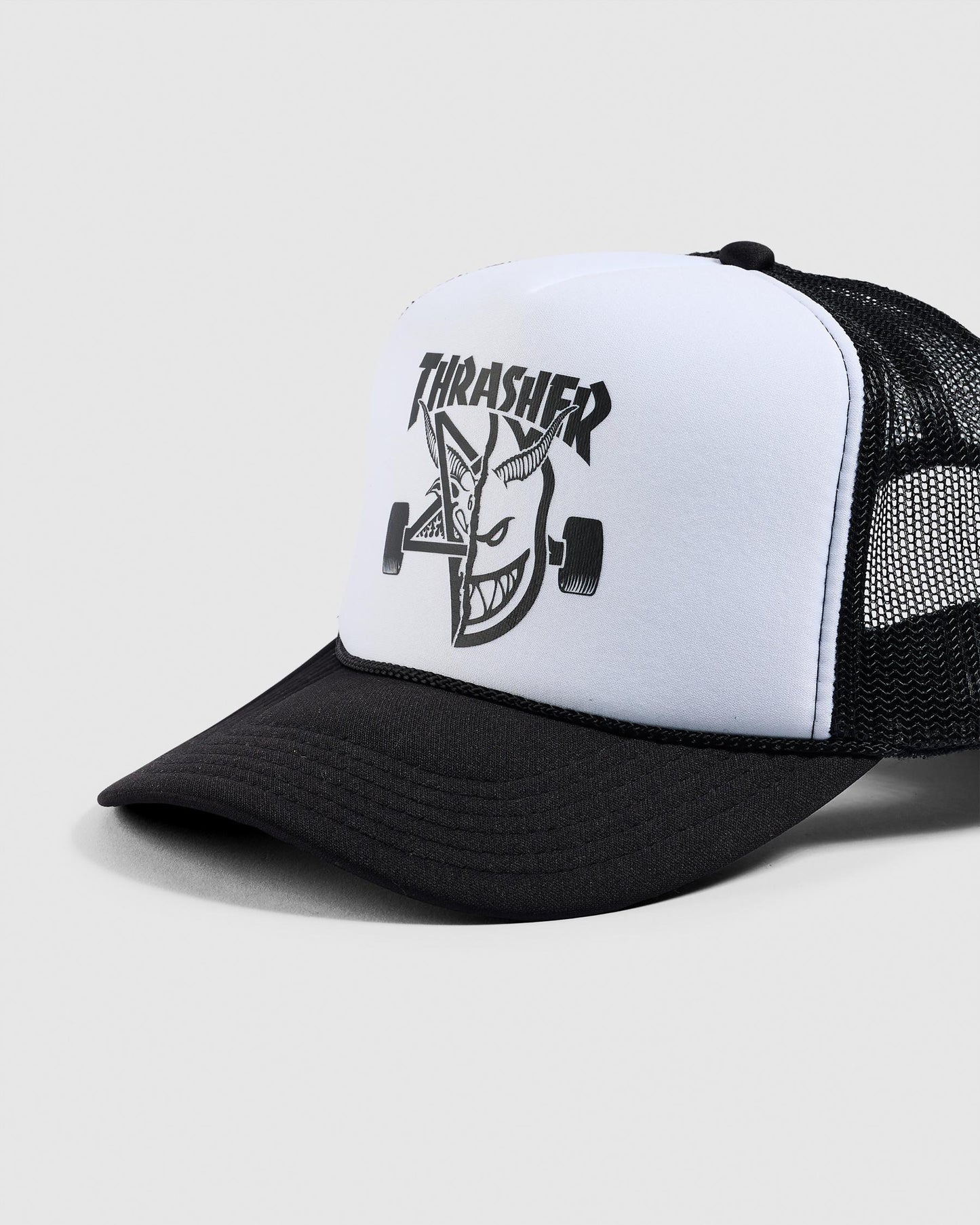 Thrasher x Spitfire Thrash & Burn Trucker Cap Black/White