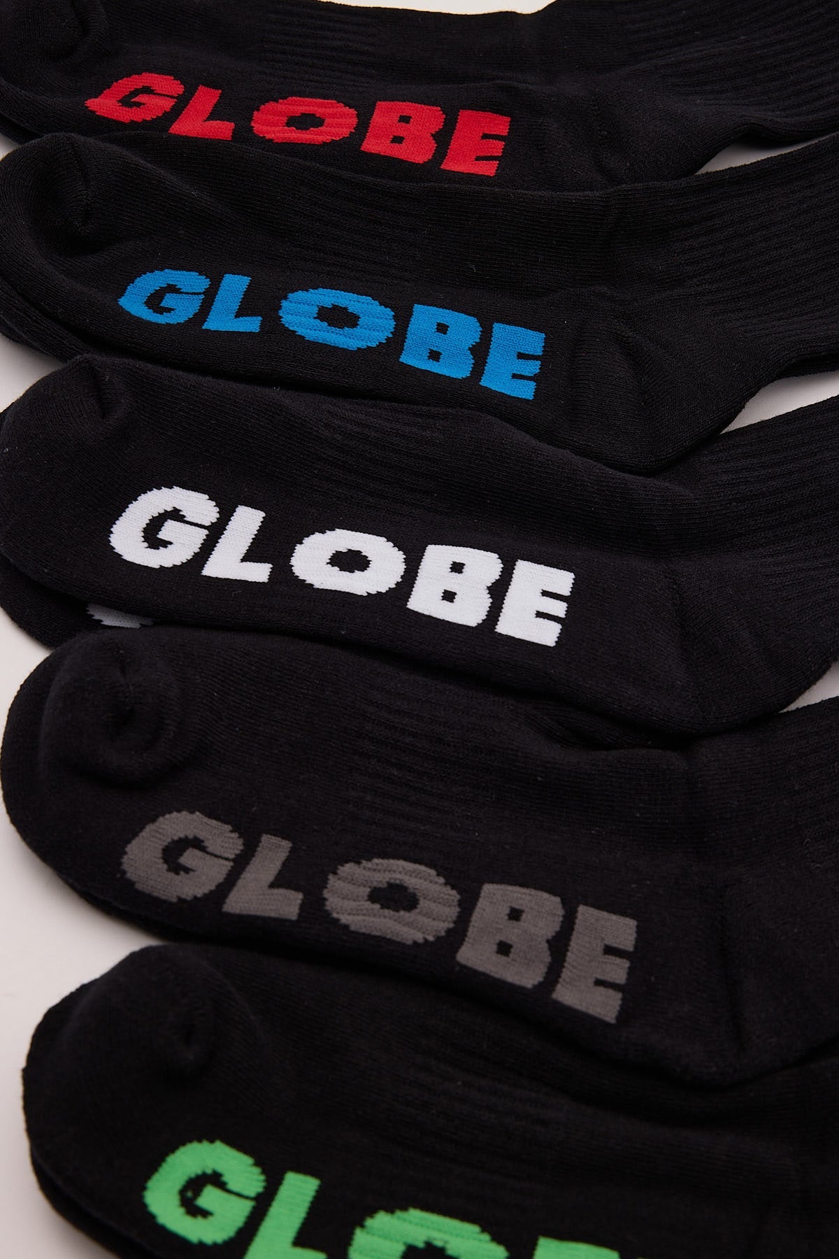 Globe Socks 5 Pack Stealth Crew Black Size 12-15 Skateboard Sox