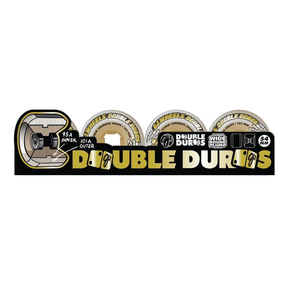 Oj Wheels 54Mm Double Duro White Gum Chubbies 101A 95A Core