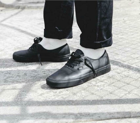 Vans Shoes Authentic Leather Black Usa Size Mens Skateboard Sneakers