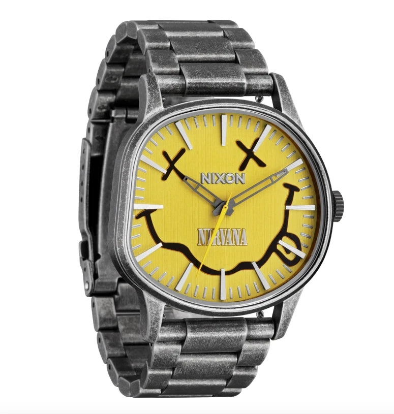 Nixon - Nirvana Sentry Wobble Yellow Nirvana Smiley Watch A1417 - 5273 - 00