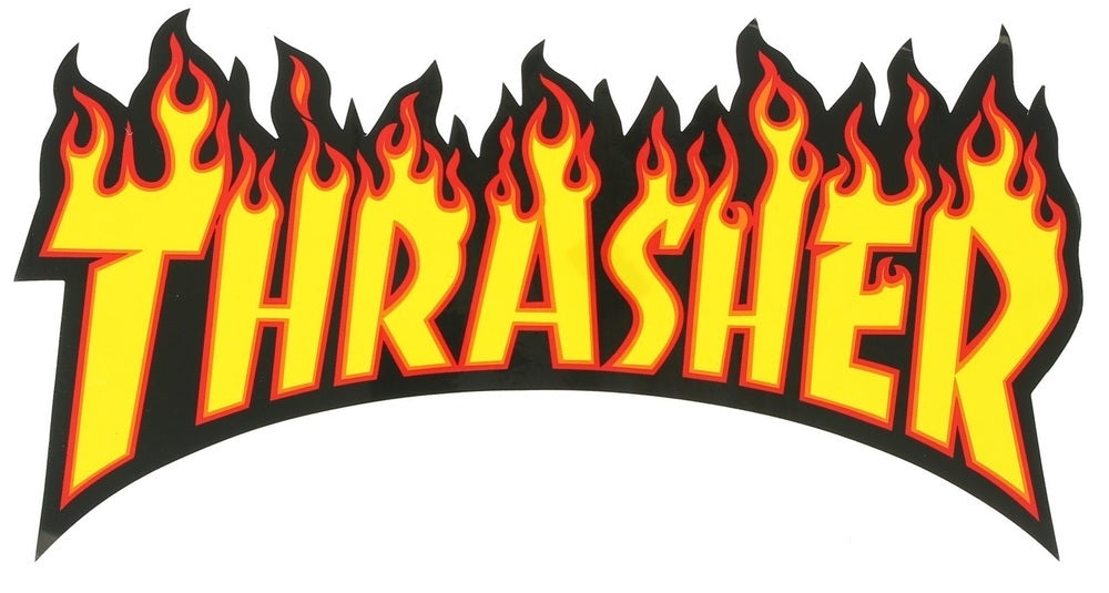 Thrasher Magazine Sticker Flame Logo Yellow Large Skateboard Decal Sticker