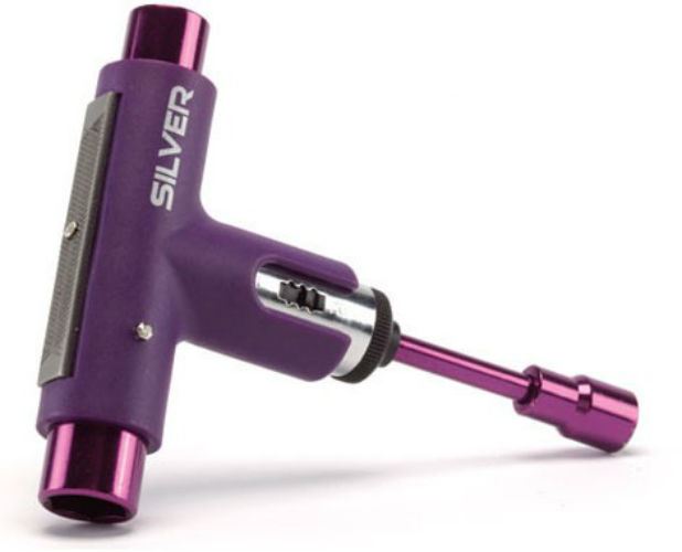 Silver Trucks Skate Tool Purple Premium Ratchet Complete Skateboard T Tool
