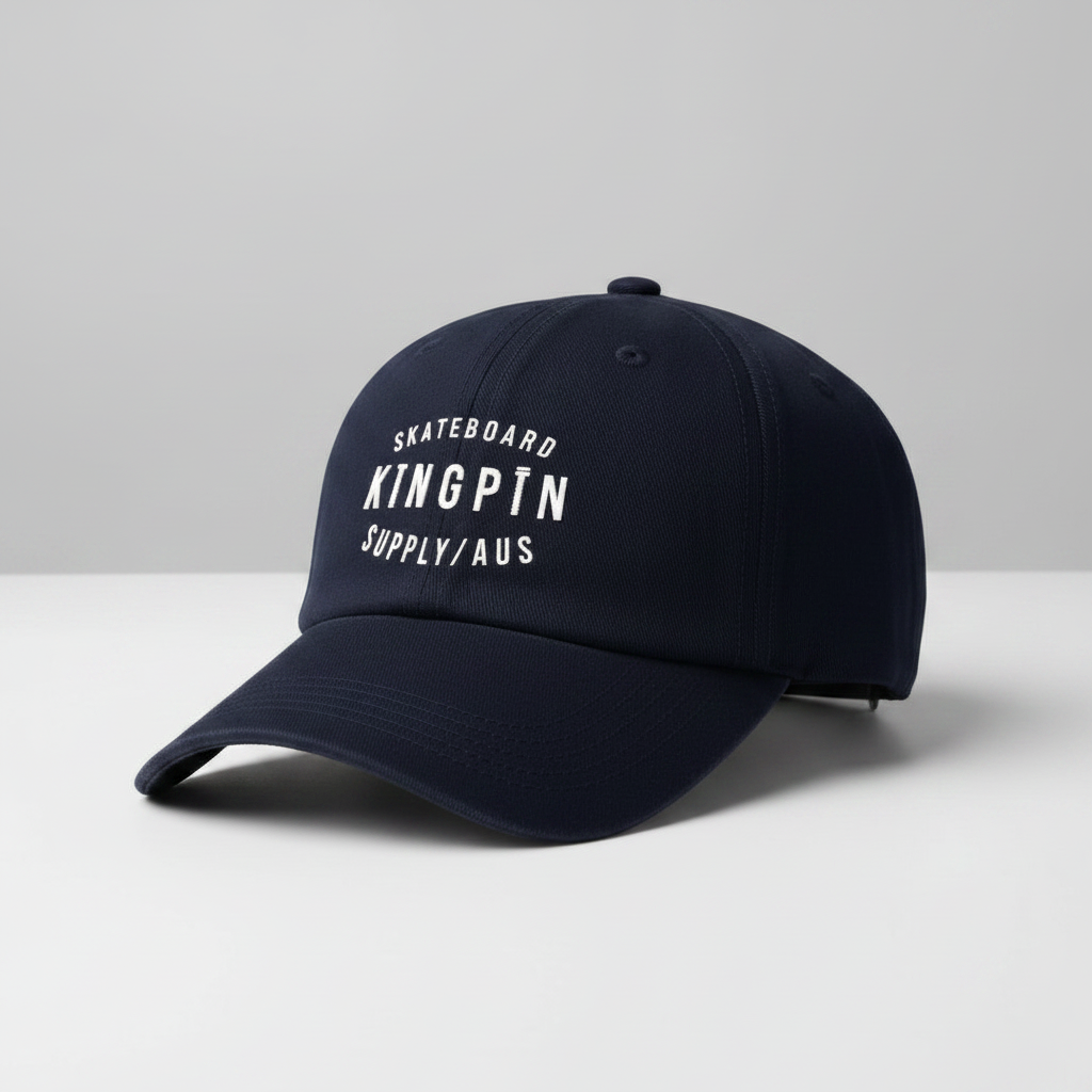 Kingpin Skate Supply Cap Retro Navy Unstructured Snapback Skateboard Dad Hat