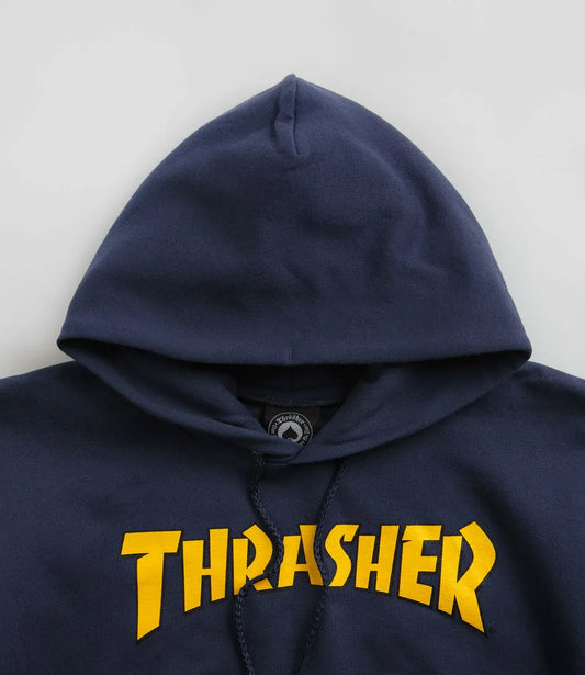 Thrasher Cover Logo Hoodie Navy/Yellow