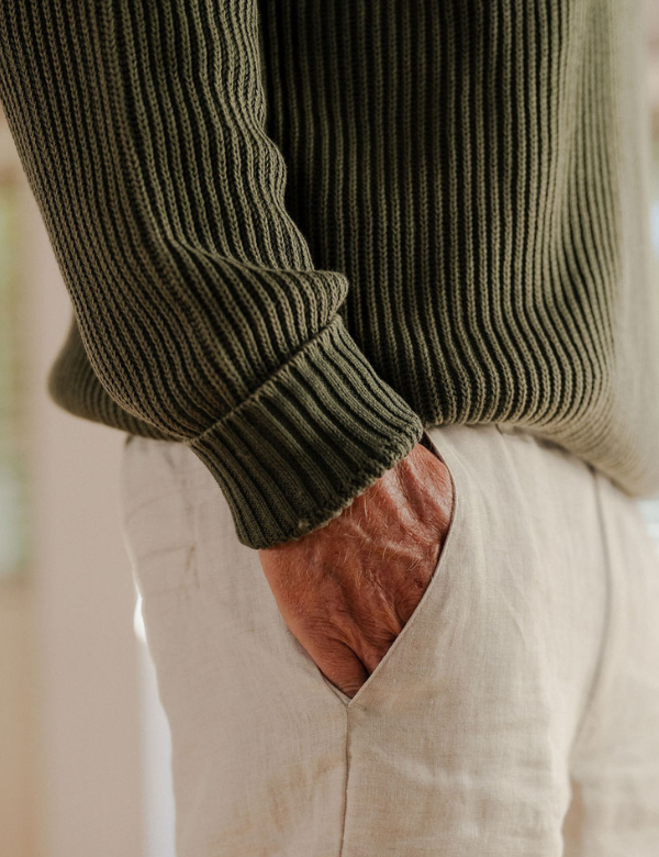 Mr Simple Fisher Knit Jumper - Fatigue
