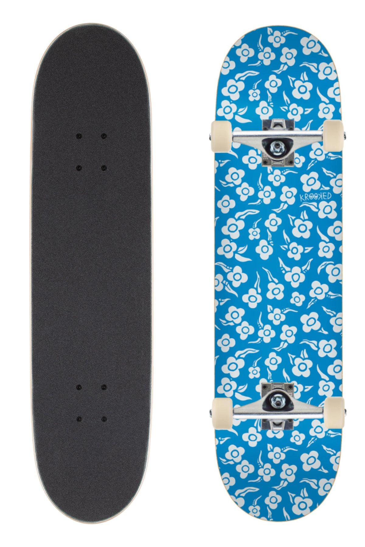 Krooked Skateboard Complete Flowers Blue 8 25 Unassembled