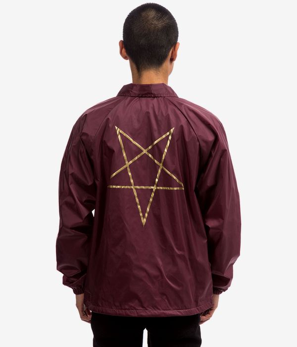 Thrasher Coach Jacket Pentagram Maroon Lined Windbreaker