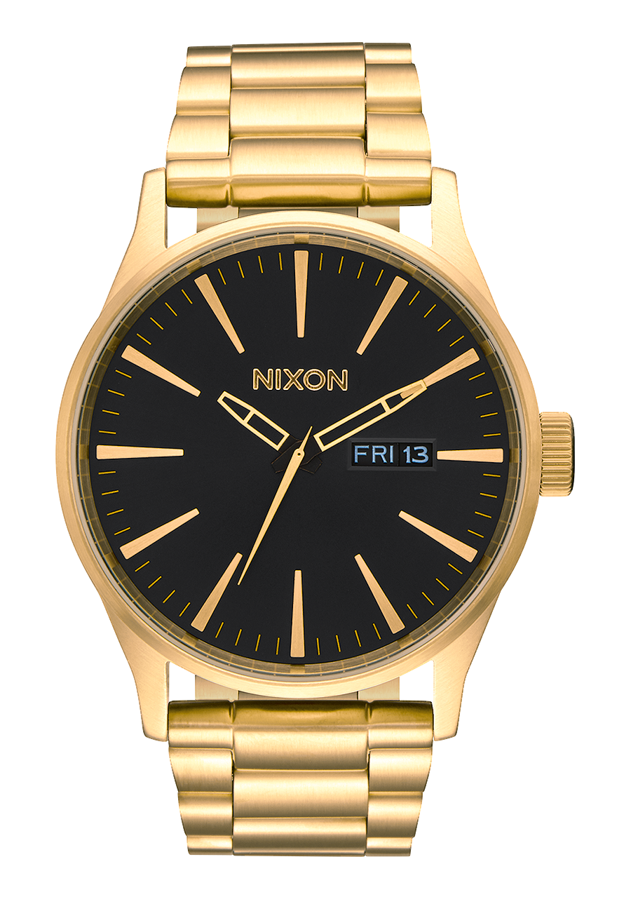 Nixon Sentry Stainless Steel 42Mm Analog Watch Gold Black
