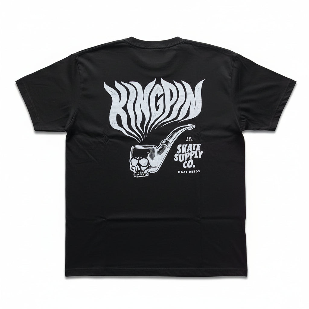 Kingpin Skate Supply Tee Hazy Deeds Black Skateboard T Shirt