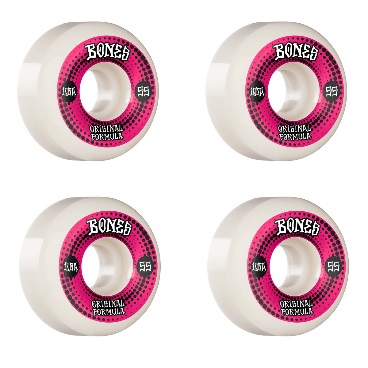 Bones Skateboard Wheels 100S White 55Mm V5 Sidecut Conical