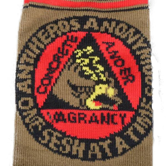 Anti Hero Socks Anonymous Khaki Red Black SIZE OSFM Crew Skateboard Sox
