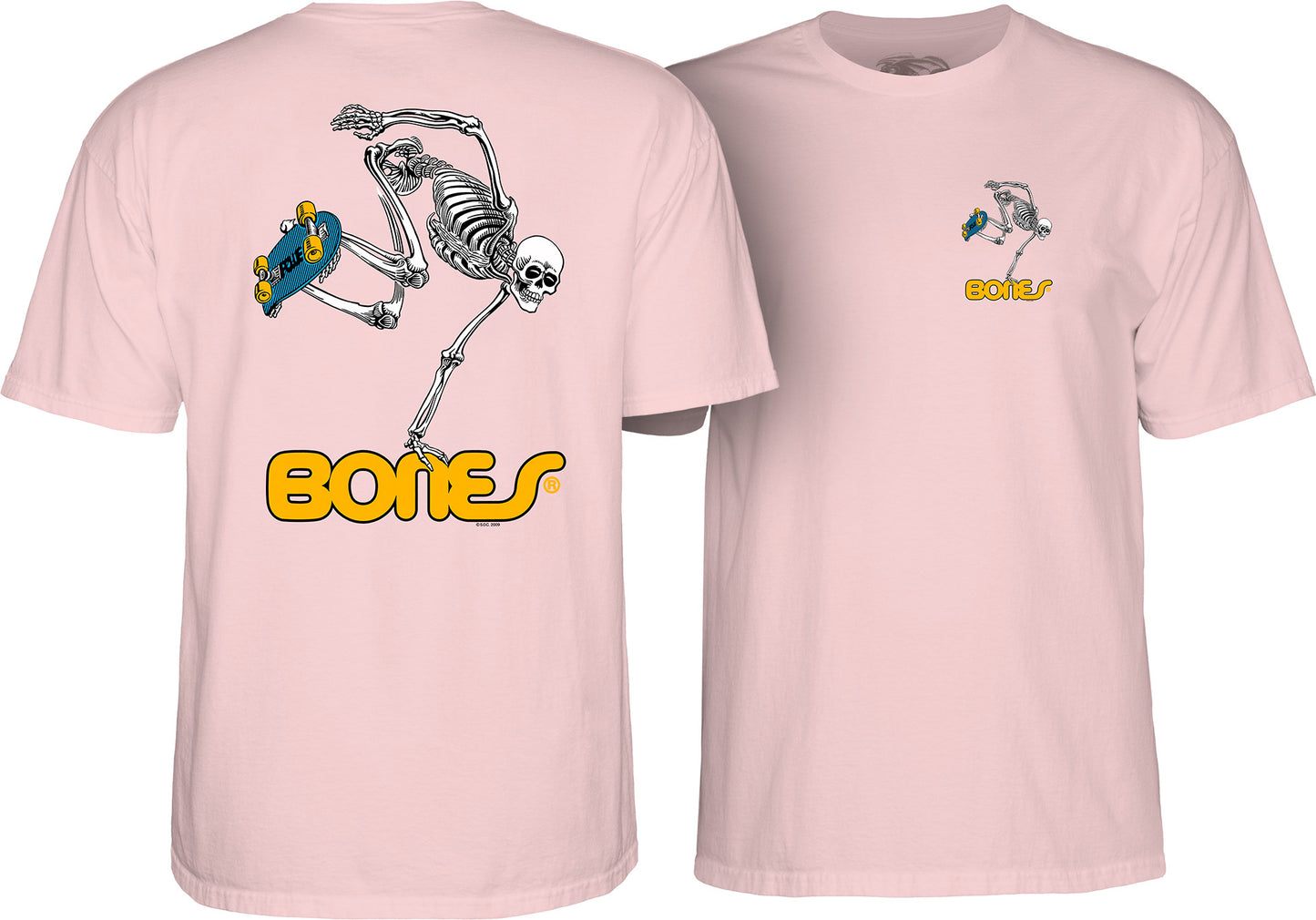 Powell Peralta Tee Skateboard Skeleton Light Pink Reissue T Shirt