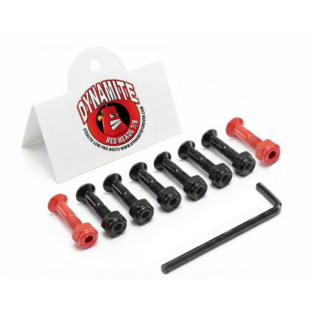 Dynamite Forever Stealth Low Pro Bolts 7 8 Red Heads Pro Skateboard Hardware