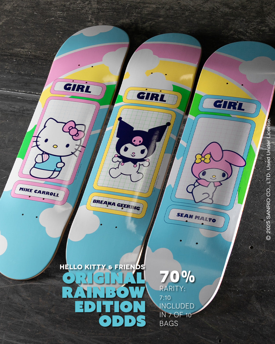 Full Set Girl X Hello Kitty Friends Rainbow Blind Bag Collection 3 Decks