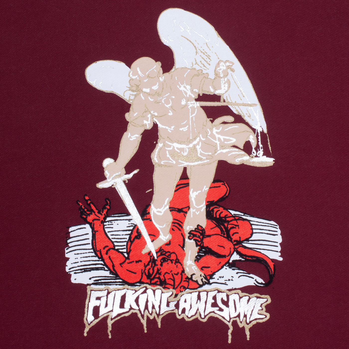 Fucking Awesome Hood Archangel Maroon Fa Skateboard Pullover Hoodie
