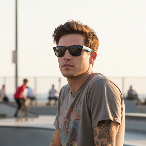 Vox Shoes Shades Blue / Black Skateboard Sunglasses Eyewear