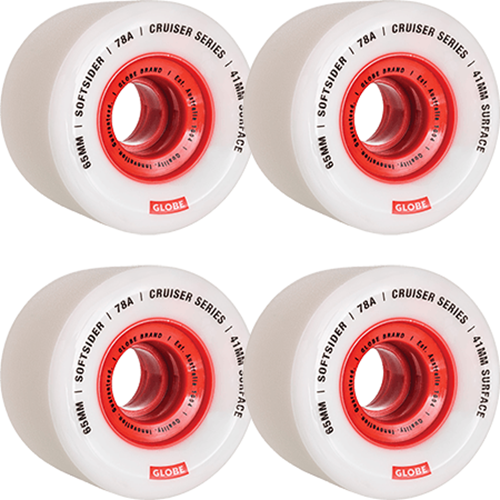 Globe Skateboard Wheels Softsider 65Mm White Red 78A