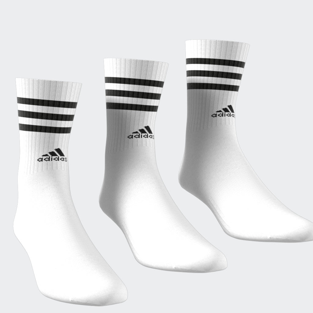 Adidas Socks 3 Pack 3 Stripes Cushioned Crew White Size Large